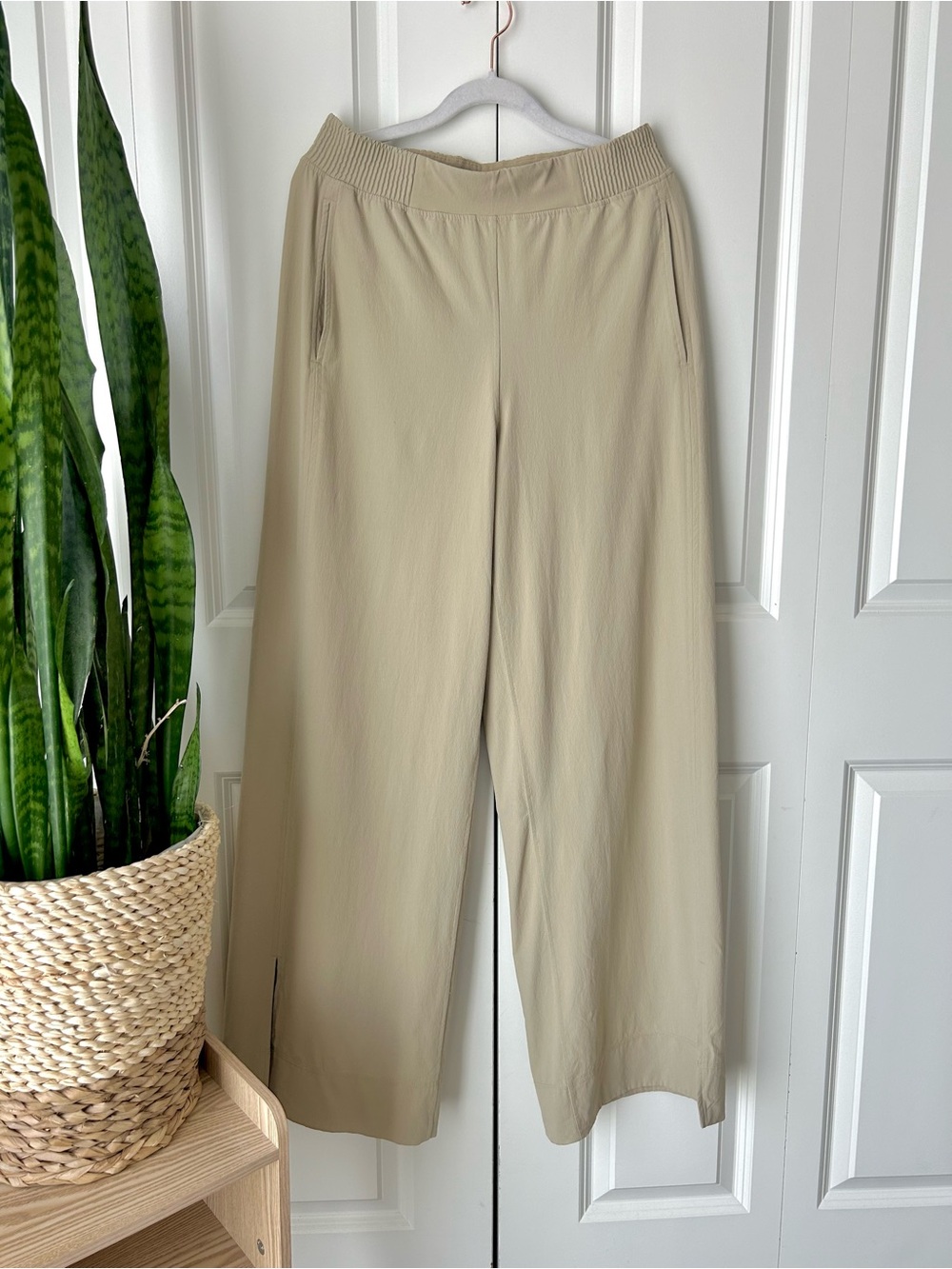 Lululemon Wide Leg Elastic Waist Tan Pants